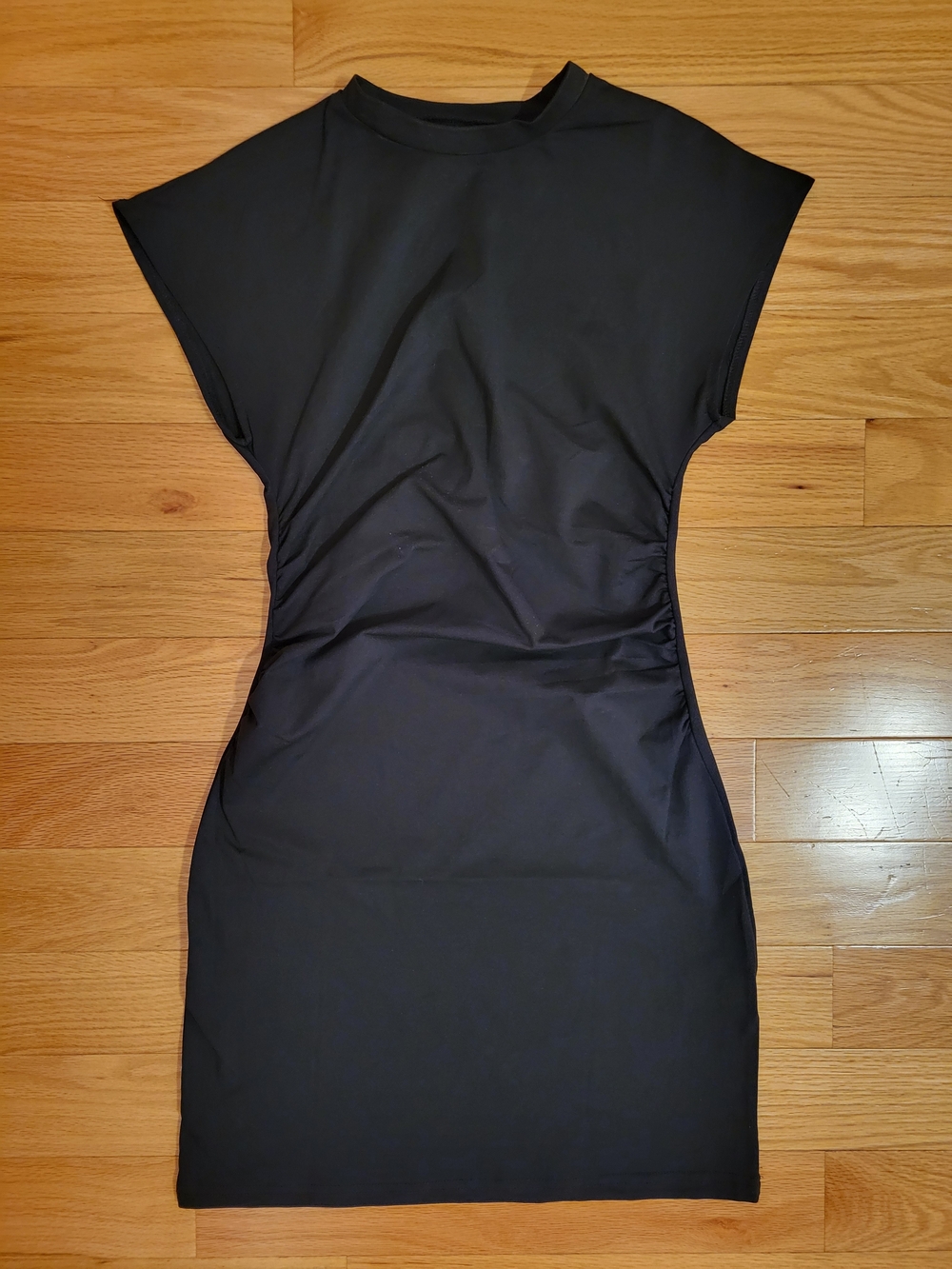 SHEIN Black Cap-Sleeve Bodycon Mini Dress